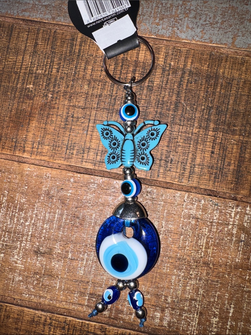 Blue Evil Eye Butterfly Keychain/Cell Phone Charm